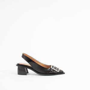 FEMININE BUCKLE SLINGBACK PUMP | BLACK