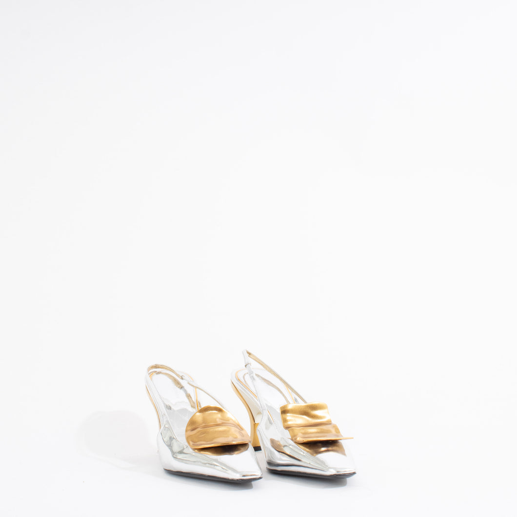 PATOS MISMATCHED SLINGBACK | SILVER/GOLD