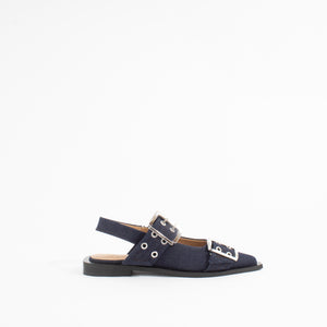 FEMININE BUCKLE BALLERINA | DENIM