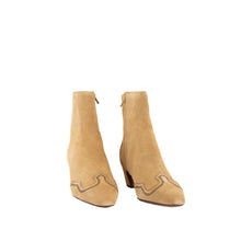 Load image into Gallery viewer, ASPEN EMBROIDERED ANKLE BOOT | SAND/BLACK
