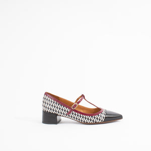 JENU45 | BLACK/WHITE/BURGUNDY