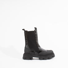 Load image into Gallery viewer, CLEATED MID CHELSEA BOOT | BLACK CROCO
