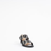 Load image into Gallery viewer, FEMININE BUCKLE HEEL MULE SANDAL | BLACK
